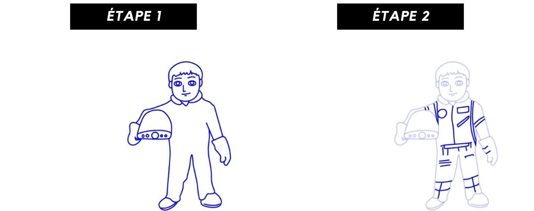 dessiner astronaute enfant partie 1 et 2