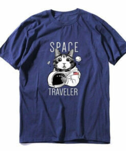 t-shirt-chat-space-traveler bleu