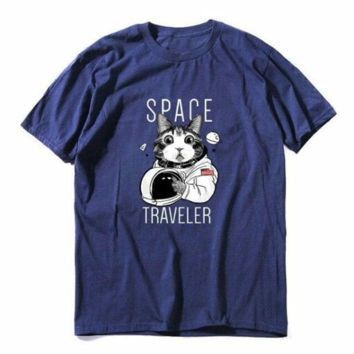 t-shirt-chat-space-traveler bleu