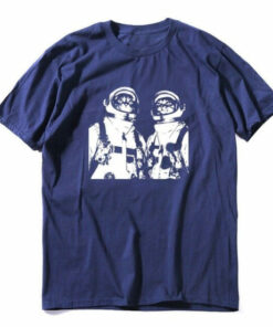 t-shirt-chat-cosmonaute bleu