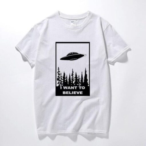 t shirt i want to believe blanc