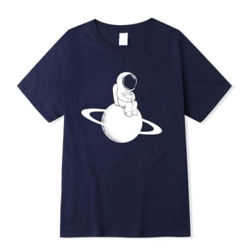 t shirt petit astronaute saturne bleu