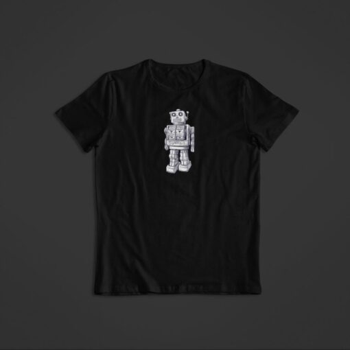 T Shirt Robot Retro noir