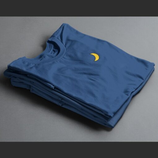 T Shirt Brodé Lune bleu