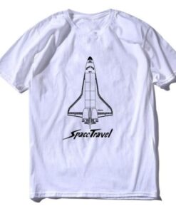 t shirt space travel blanc